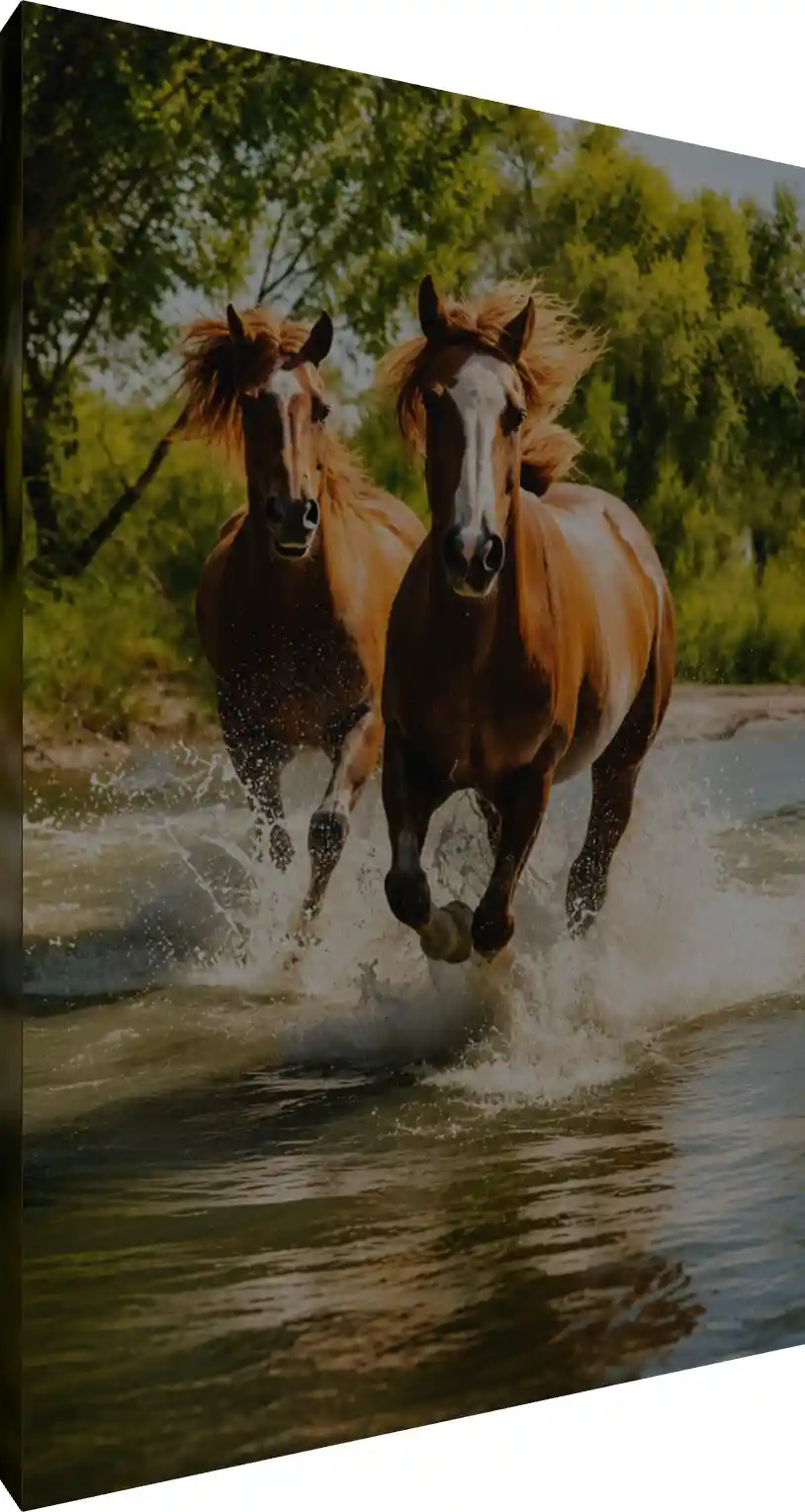 Majestic Dual Horses Spiritual Portrait Canvas | PrintPosters.in